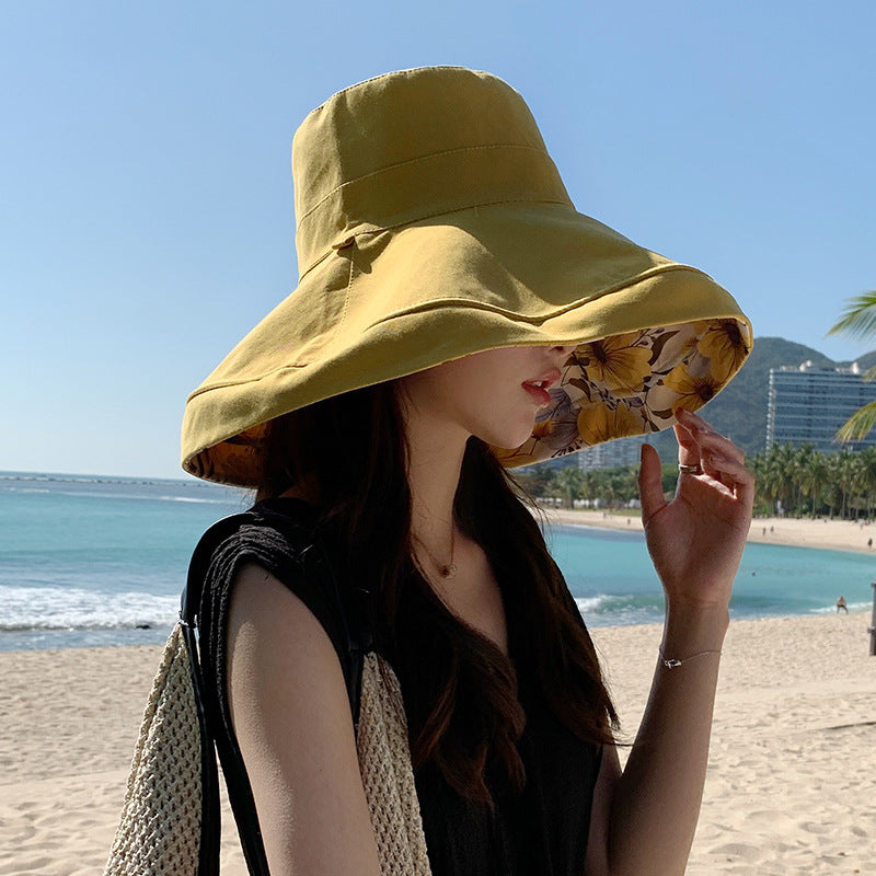 Algodón al por mayor Summer Big Brim Sunshade Bucket Bucket Sombrero